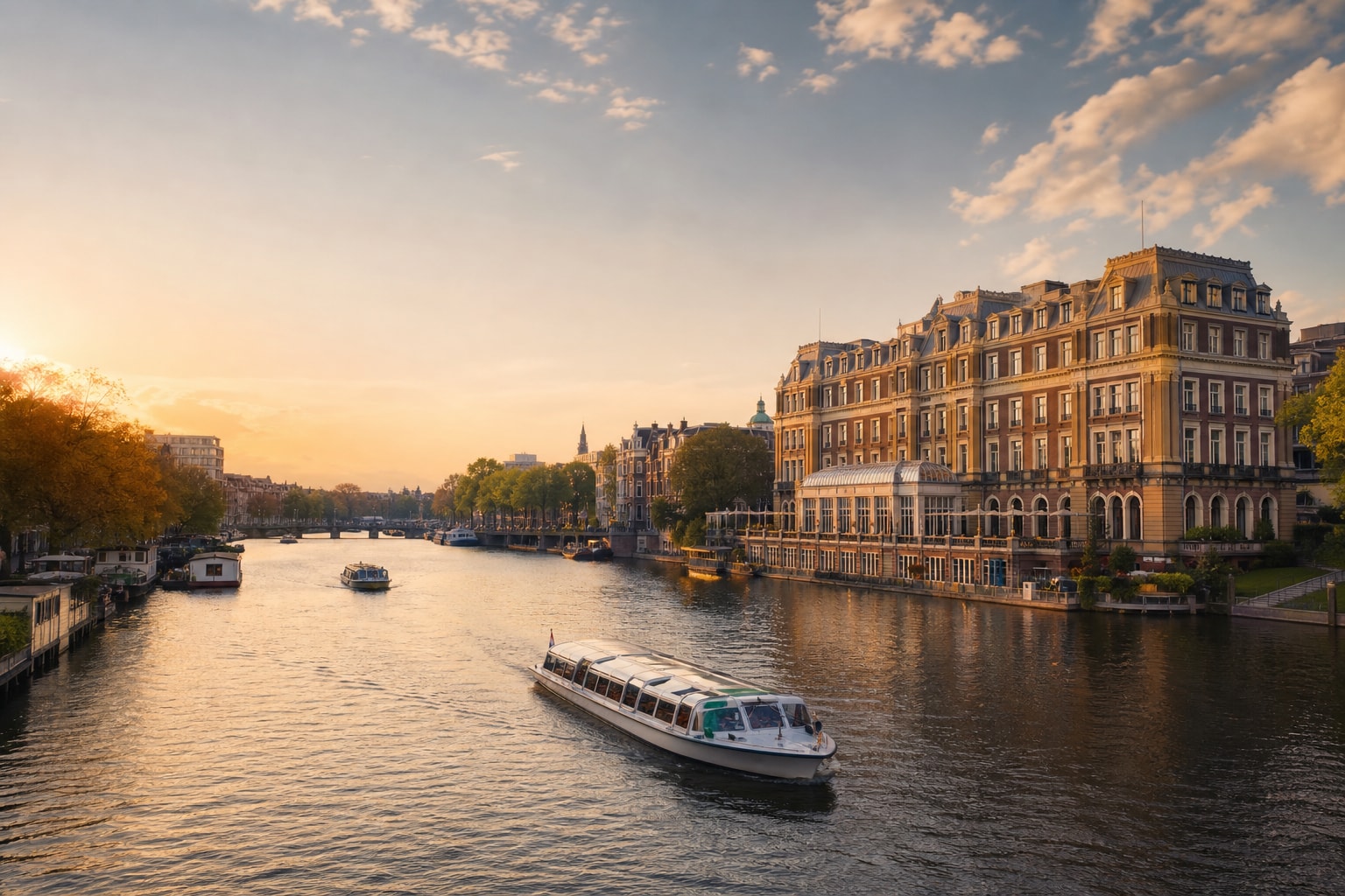 AI-generated editorial illustration inspired by The Amstel in Amsterdam