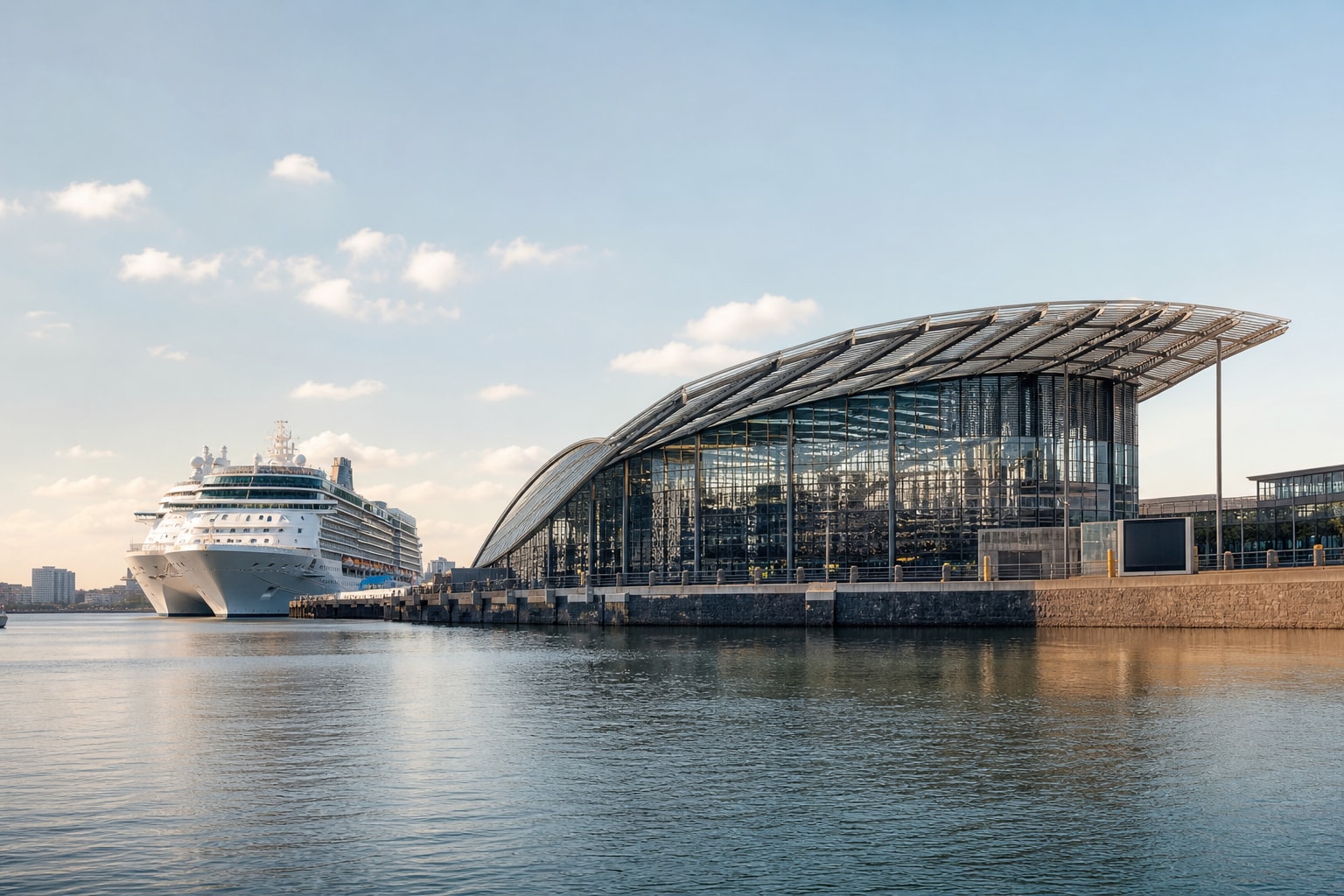 AI-generated editorial illustration inspired by Amsterdam Cruise Port in Amsterdam
