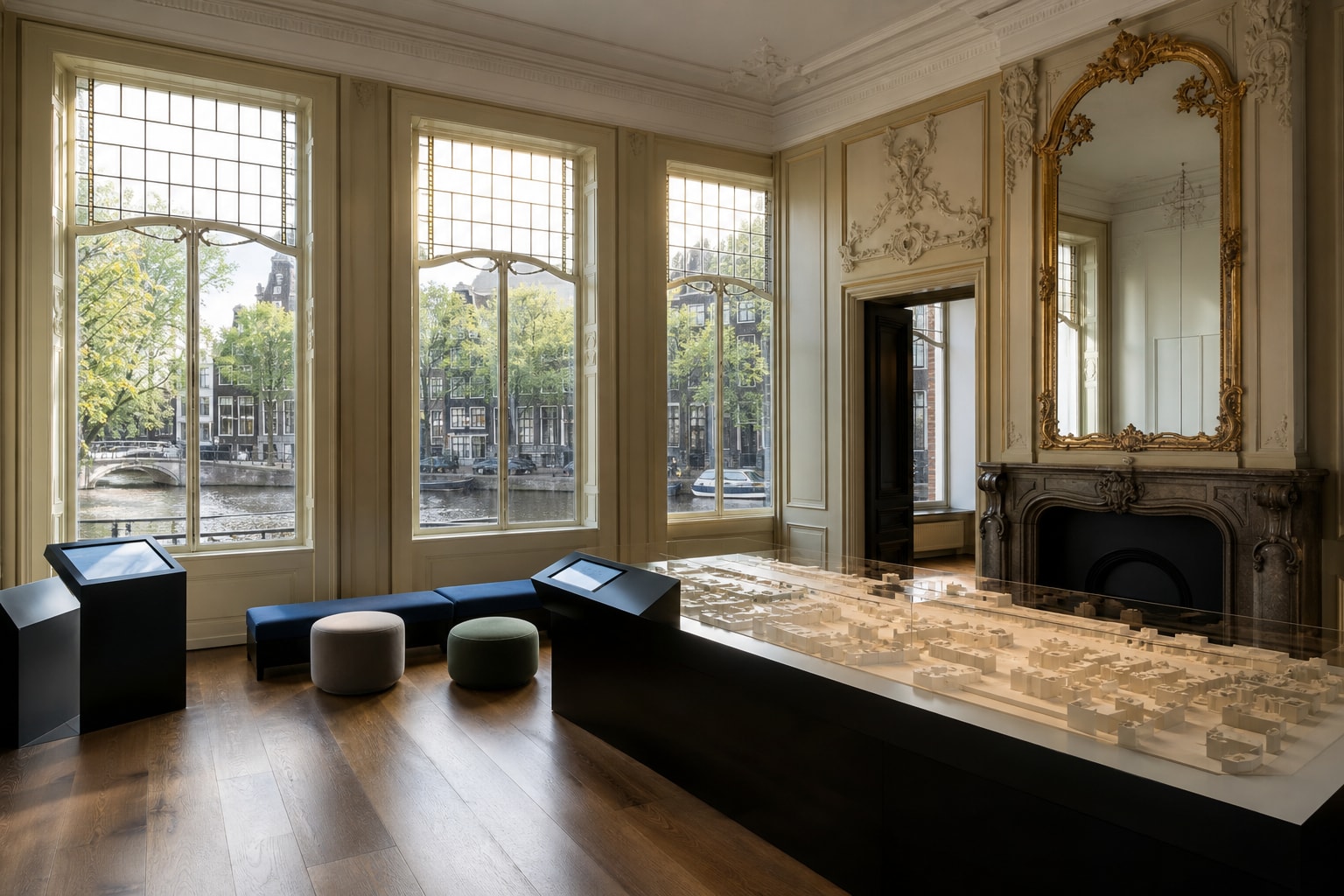 AI-generated editorial illustration inspired by Het Grachtenhuis in Amsterdam