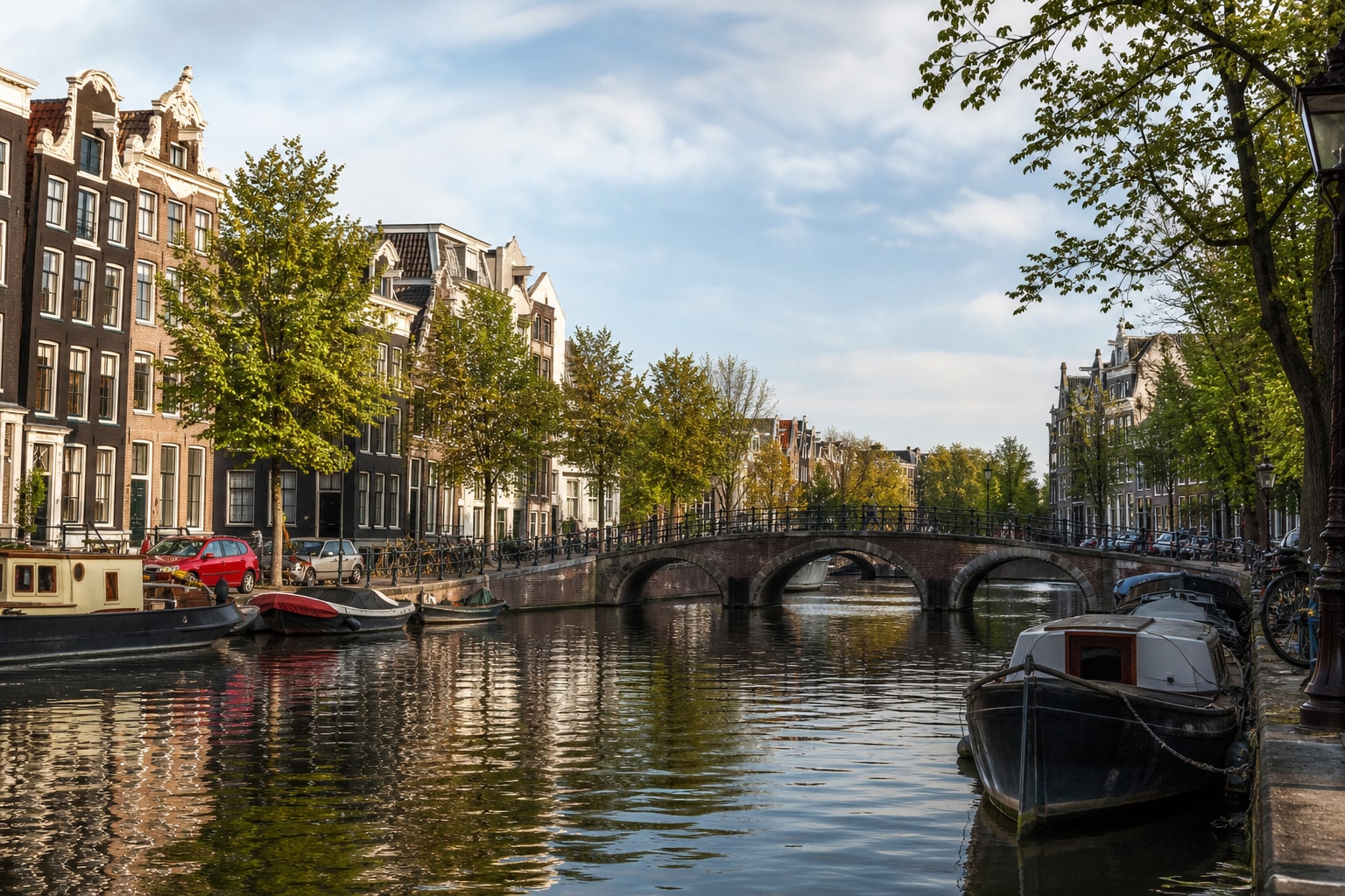 Landmarks Along the Water at Prinsengracht