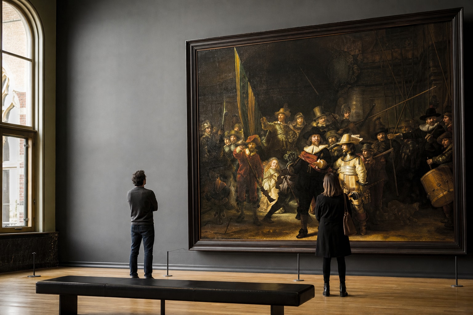 AI-generated editorial illustration inspired by Rembrandt All His Paintings in Amsterdam